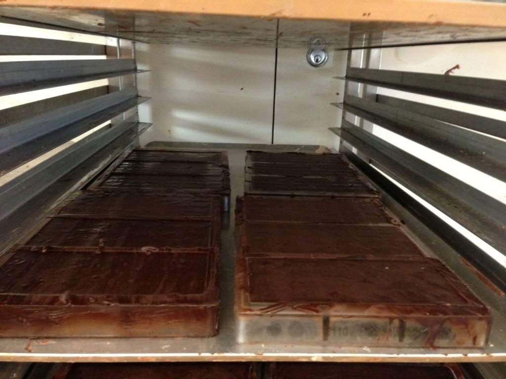 Tempered bars on a cooling rack